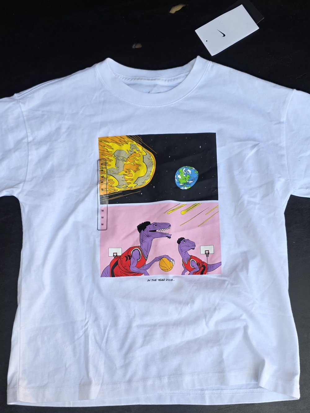 Nike White Graphic Dino Basketball T‑Shirt